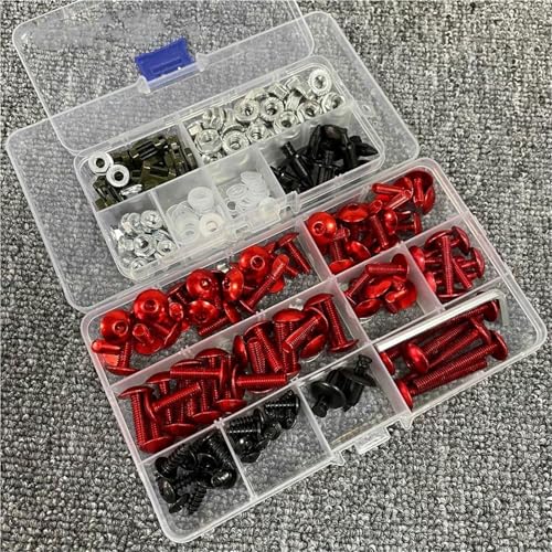 Karosserieschrauben Motorrad Karosserie Schrauben Kit Für Yamaha Xvs 650 1100 Aerox 50 155 Aerox155 700 Ltz 400 Xmax300 Mutter Verkleidung(Rosso) von FIGULI