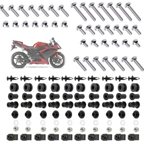 Karosserieschrauben Motorrad-Komplettset Mit Verkleidungsschrauben Für Yamaha YZF R1 2007–2008, Karosserieschrauben, Clips, Muttern, Abdeckschrauben(Silver) von FIGULI