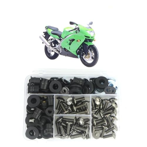 Karosserieschrauben Motorrad Modifizierte Teile Für Für Ninja ZX-9R ZX9R 1998-2000 2001 Komplett Verkleidung Schrauben Kit Clips Unterlegscheibe Verschluss Stahl(Metallic) von FIGULI