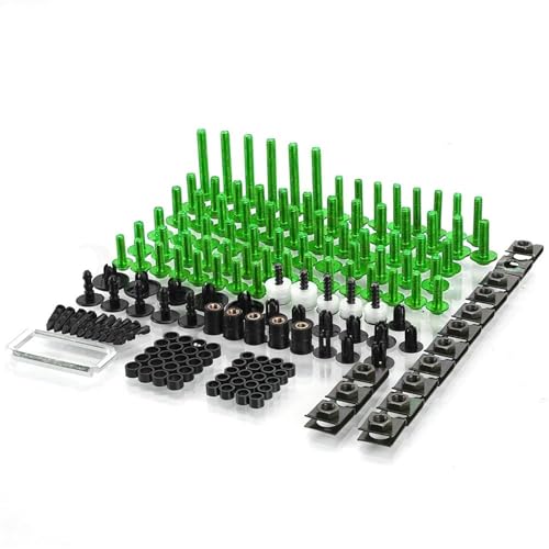 Karosserieschrauben Motorrad Modifizierte Teile Windschutzscheibenschrauben Für Für GTR1400 ZG1000 CONCOURS W800 W800SE ZR750 Für ZEPHYR ZRX 1100 Motorradverkleidungsbolzen-Kit(Green) von FIGULI