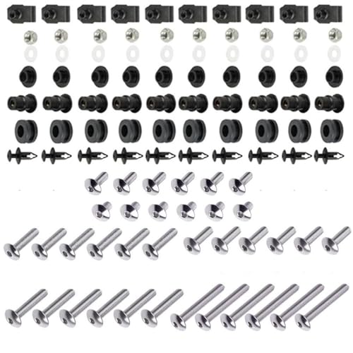 Karosserieschrauben Motorrad Verkleidung Bolzen Schraube Mutter Clip Kit Für Für NINJA 250R 2008-2012 2009 2010 2011 Zubehör(Silver) von FIGULI
