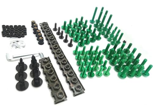 Karosserieschrauben Motorrad Verkleidung Körper Schrauben Set Kit Für SUZUKI GSXR750 GSX-S1000 Für Z800 Verschluss Schraube Muttern Zubehör(Green) von FIGULI