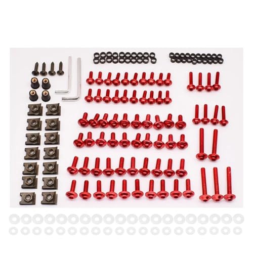 Karosserieschrauben Motorrad Verkleidung Schrauben Für Zx 11 ZX1100 ZX7R ZX9 ZX6 ZX9R ZXR400 ZZR600 Körper Schrauben Muttern Zubehör(Rosso) von FIGULI