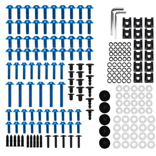Karosserieschrauben Motorrad Verkleidung Windschutzscheibe Schrauben Kit Für ZX10R ZX11 ZX9R ZX7R ZX7RR ZX6RR ZX6R Mutter Clips Karosserie Muttern Zubehör(Blu) von FIGULI