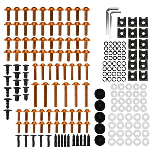 Karosserieschrauben Motorrad Verkleidung Windschutzscheibe Schrauben Kit Für ZX10R ZX11 ZX9R ZX7R ZX7RR ZX6RR ZX6R Mutter Clips Karosserie Muttern Zubehör(Orange) von FIGULI