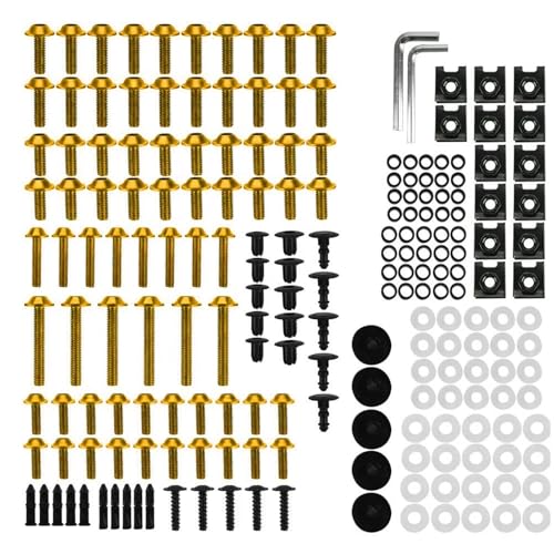 Karosserieschrauben Motorrad Verkleidung Windschutzscheibe Schrauben Kit Für ZX10R ZX11 ZX9R ZX7R ZX7RR ZX6RR ZX6R Mutter Clips Karosserie Muttern Zubehör(Yellow) von FIGULI