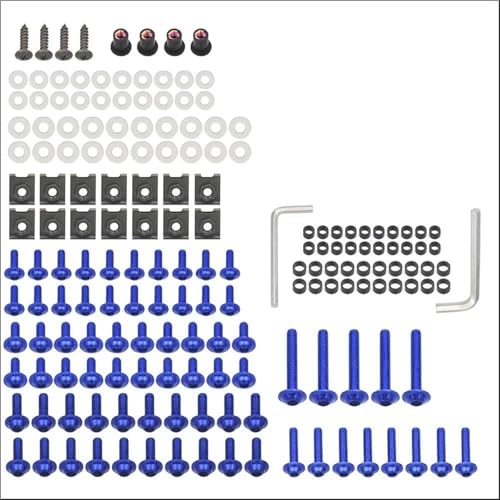 Karosserieschrauben Motorrad-Verkleidungsschrauben-Set Karosserieschrauben Mutter Für Yamaha Yz Dz Bws Ybr 125 R125 Tmax T Max 530 500 560 Dx Nmax 155 160 Schrauben Muttern Zubehör(Blu) von FIGULI