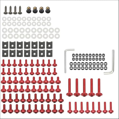 Karosserieschrauben Motorrad-Verkleidungsschrauben-Set Karosserieschrauben Mutter Für Yamaha Yz Dz Bws Ybr 125 R125 Tmax T Max 530 500 560 Dx Nmax 155 160 Schrauben Muttern Zubehör(Rosso) von FIGULI