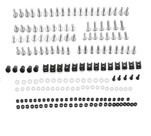 Karosserieschrauben Motorrad Voll Verkleidung Schrauben Kit Für Yamaha FZS150 FZ25 FZ400 FZ400R FZ600 FZ700 Für GENESIS FZ750 1985-2022 2023 2024 Komplette Verkleidung Clips Muttern(Silver) von FIGULI