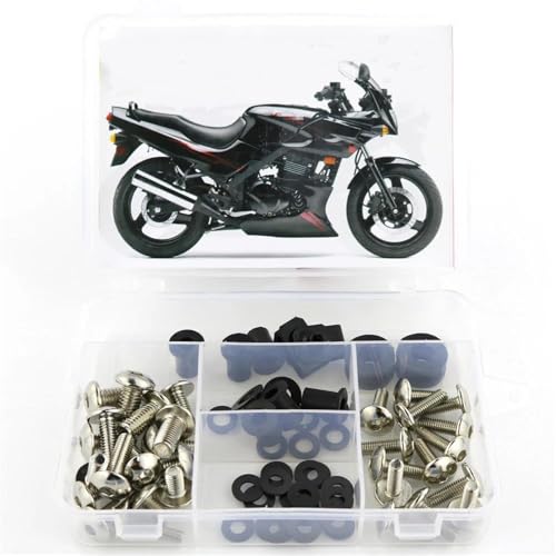 Karosserieschrauben Motorradverkleidungs-Windschutzscheiben-Schraubensatz Für Für Ninja 500R 2001-2007 2008 2009 Mutternclips Schrauben Karosserieschrauben Muttern Zubehör(Silver) von FIGULI