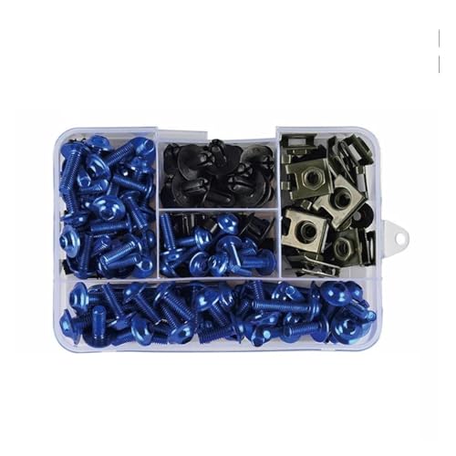 Karosserieschrauben Motorradverkleidungsbolzen-Schraubenmutter-Clip-Kit Für Suzuki Für Hayabusa GSX1300R Für Katana V-Strom DL SV 650 250 1000XT Bandit 600 Motorradzubehör(Blu) von FIGULI