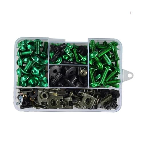 Karosserieschrauben Motorradverkleidungsbolzen-Schraubenmutter-Clip-Kit Für Suzuki Für Hayabusa GSX1300R Für Katana V-Strom DL SV 650 250 1000XT Bandit 600 Motorradzubehör(Green) von FIGULI