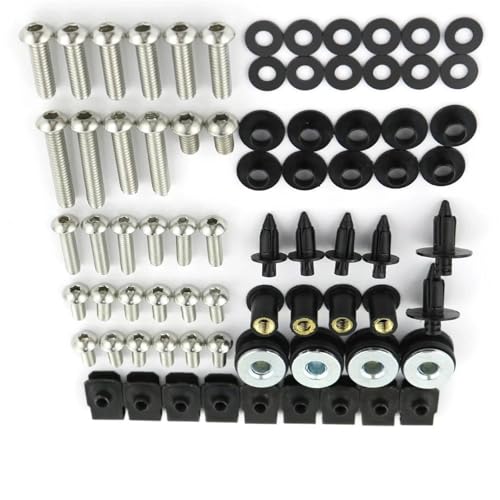Karosserieschrauben Motorradverkleidungsbolzensatz, Modifizierte Motorradteile Für Yamaha YZF R6 2017 2018 2019, Motorrad-Windschutzscheibenbefestigungsschraubensatz(Silver) von FIGULI