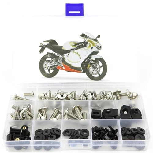 Karosserieschrauben Motorradzubehör Für Aprilia RS125 1996 1997 1998 1999 2000 2001 2002 2003 2004 2005 Motorradverkleidungs-Schraubenmutter-Clip-Kit(Silver) von FIGULI