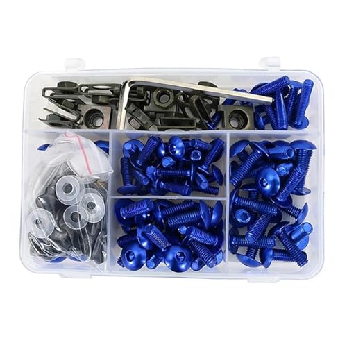 Karosserieschrauben Motorradzubehör Für CB500X VFR 800X VFR1200X NC700X NC750X CRF1000L Afrika Twin Verkleidung Bolzen Schrauben Kit Mutter Clips(Blu) von FIGULI
