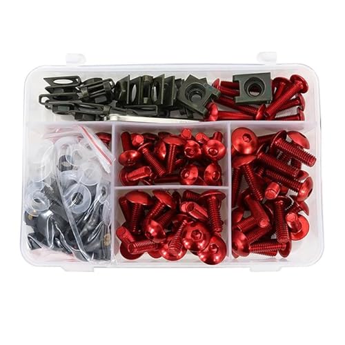 Karosserieschrauben Motorradzubehör Für CB500X VFR 800X VFR1200X NC700X NC750X CRF1000L Afrika Twin Verkleidung Bolzen Schrauben Kit Mutter Clips(Rosso) von FIGULI