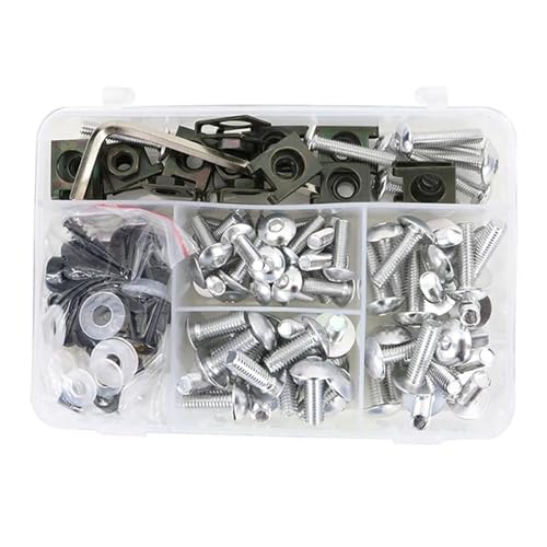 Karosserieschrauben Motorradzubehör Für CB500X VFR 800X VFR1200X NC700X NC750X CRF1000L Afrika Twin Verkleidung Bolzen Schrauben Kit Mutter Clips(Silver) von FIGULI