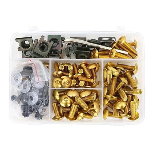 Karosserieschrauben Motorradzubehör Für CB500X VFR 800X VFR1200X NC700X NC750X CRF1000L Afrika Twin Verkleidung Bolzen Schrauben Kit Mutter Clips(Yellow) von FIGULI