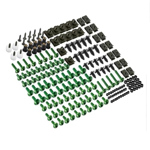 Karosserieschrauben Motorradzubehör Für Yamaha YZF R1 R3 R6 R6S R25 FZ1 FZ6 FZ8 MT07 MT09 FZ07 FZ09 Tracer FZR 600 750R Verkleidungsbolzenschraubensatz Mutternclips(Green) von FIGULI