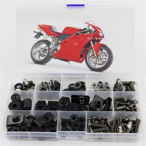 Karosserieschrauben Motorradzubehör Vollverkleidungsschraubensatz Für Ducati 748 916 996 998 Unterlegscheibe Befestigungsclips Muttern Schrauben Stahl(Metallic) von FIGULI