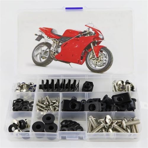 Karosserieschrauben Motorradzubehör Vollverkleidungsschraubensatz Für Ducati 748 916 996 998 Unterlegscheibe Befestigungsclips Muttern Schrauben Stahl(Silver) von FIGULI