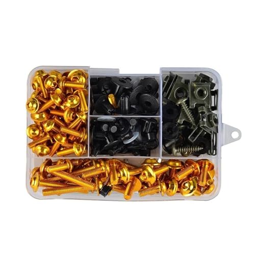 Karosserieschrauben Verkleidungsbolzen-Schrauben-Kit, Mutternclips Für Yamaha YZF R1 YZF R3 YZF R6 YZF R25 YZF R125 YZF R1 R3 R6 R25 R125 Motorradzubehör(Yellow) von FIGULI