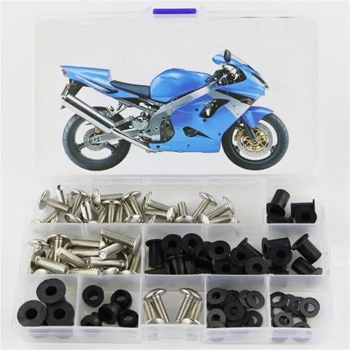 Karosserieschrauben Windschutzscheibenbefestigungen Schraubensatz Für ZX9R ZX-9R 2002 2003 Motorradverkleidungsbolzensatz Motorradmodifizierte Teile(Silver) von FIGULI