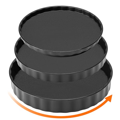 FIHCO 3 Stück Drehteller Organizer, Küchen Kühlschrank Organizer, Küchen Organizer Drehbar, 360°Rotatable, 26cm+24cm+22cm, Schwarz von FIHCO