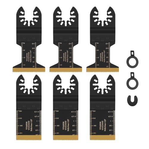 Multitool Sägeblätter Universal, Multifunktionswerkzeug Zubehör, Multimaster Sägeblätter Titan Beschichtet, Sägeblatt Oszillierende Zubehör Für Holz Weichmetall Kunststoff (6 Stück) von FIHODONE