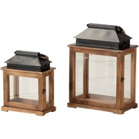 2er-Set Laternen aus braunem Holz 38X22X52 30X17X37 cm 2er-Set Laternen aus braunem Holz 38X22X52 30X17X37 cm von FIJALO