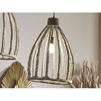 Akil Deckenlampe aus weißem Pappmaché, 55 cm, 36 x 55 cm von FIJALO