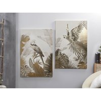 Bedruckte Leinwand Papagei Beige/Gold 80X120 Cms. 2er-Set 80X3X120 Cms von FIJALO