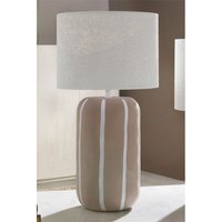 Braune Melonen-Tischlampe mit weißen Linien, 47 cm, 25 cm breit x 47 cm hoch Braune Melonen-Tischlampe mit weißen Linien, 47 cm, 25 cm breit x 47 cm hoch von FIJALO