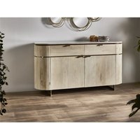 Buffet mit 2 Türen und 2 Betten. Sextans, abgerundetes Mangoholz mit Marmorplatte, 150 x 40 x 80 cm. 150 x 40 x 80 cm. von FIJALO