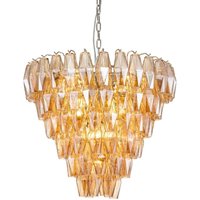 Deckenleuchte aus silbernem Metall und Kristall, 65 x 65 x 85 cm Deckenleuchte aus silbernem Metall und Kristall, 65 x 65 x 85 cm von FIJALO