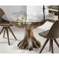 Esstisch aus massivem Teakholz mit Glas, 130 x 76 cm. 130 x 76 cm Esstisch aus massivem Teakholz mit Glas, 130 x 76 cm. 130 x 76 cm von FIJALO