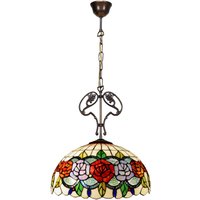 Deckenlampe an der Decke mit Tiffany -Lampenschirm -Durchmesser 30 cm Rosenbirnenreihe nicht enthalten von FIJALO