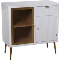 Fijalo - Holzeingangsmöbel mit 2 Türen und weißer Schublade/Gold 80x40x81 cm, hoher Fuß: 20,5 cmpour alle Stile, um dem Haus eine Note zu verleihen von FIJALO