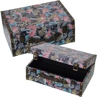 Fijalo - Los 2 Koffer dekorierte Blätter Holz Canvas/Polyester 34.5x24.5x14+30x20x11.5cmpour Alle Stile, um dem Haus eine Note zu verleihen von FIJALO