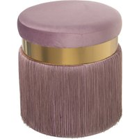Pink Velvet Pouf mit Fransen, goldener Stahlstreifen: 7 cm, DM/Poly ° 40x44 cm, Fransen: 29 cmpour alle Stile, um dem Haus eine Note zu verleihen von FIJALO