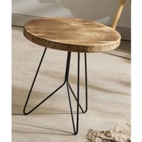 Runder Tisch aus dunklem Naturholz mit schwarzen Beinen, 43 cm. 44 x 4 x 43 cm Runder Tisch aus dunklem Naturholz mit schwarzen Beinen, 43 cm. 44 x 4 x 43 cm von FIJALO