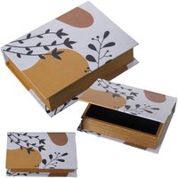 Set 3 Kisten Dekorierte Bücher mit Holz/Leinwand Polyester 30x24x8+24x18x6+18x12x4cmpour Alle Stile, um zu Hause eine Note zu verleihen von FIJALO