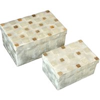 Fijalo - Set von 2 Rektalkästen in der Nähe der natürlichen Perle mit gegrillten Quadraten 21.5x14x10+15x10x7.5cmpour alle Stile, um zu Hause eine von FIJALO