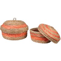 Set 2 Reddas-Boxen. Rote Naturfasern 34x34x14cm Set 2 Reddas-Boxen. Rote Naturfasern 34x34x14cm von FIJALO