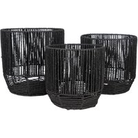 Fijalo - Set mit 3 schwarzen Pflanzgefäßen aus Seil, 30 x 30 x 31 cm von FIJALO