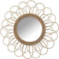 Wicker Wall Mirror ° 50 cm INT: ° 22 cm für alle Stile, um dem Haus eine Berührung für alle Stile zu verleihen, um dem Haus eine Note zu verleihen von FIJALO