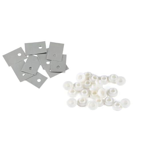 FIKROO 100 Stück TO-220 Transistor-Kunststoff-Isolierscheibe + 100 Stück TO-220 isolierter Silikon-Pad-Blattstreifen - je 100 Stück von FIKROO