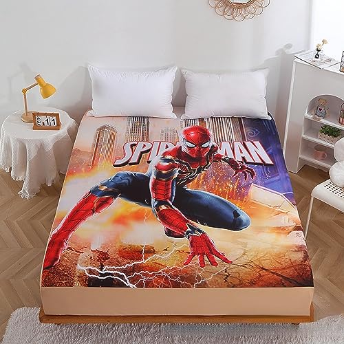 Kinder Spannbettlaken 90x200cm Jungen Spier-Man Anime Deko Für Zimmer,Spannbetttuch Kind Spannbetttuch Boxspringbett,Steghöhe Bis 30cm (B,200 x 200 cm) von FIKUP
