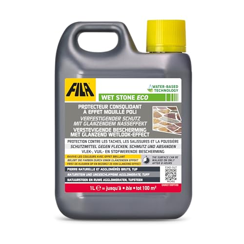 FILA Surface Care Solutions, WET STONE ECO, Stein Imprägnierung Aussen mit Nasseffekt, Wasserdichter Anstrich Fleckenabweisend, Steinversiegelung Außen/Innen, Versiegelung für pflastersteine, 1L FILA Surface Care Solutions, WET STONE ECO, Stein Imprägnierung Aussen mit Nasseffekt, Wasserdichter Anstrich Fleckenabweisend, Steinversiegelung Außen/Innen, Versiegelung für pflastersteine, 1L von FILA Surface Care Solutions