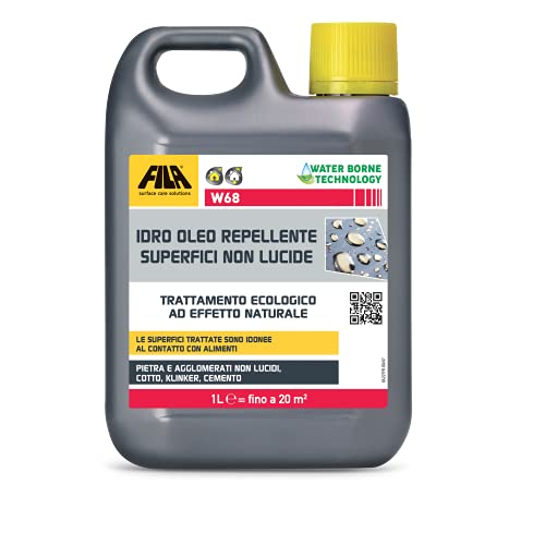 FILA Surface Care Solutions, W68 Imprägnierung, transparent, schmutzabweisend, für nicht-glänzende Oberflächen, Leak Proof-Effekt, wasserabweisend, für Natursteine, 1 l von FILA Surface Care Solutions